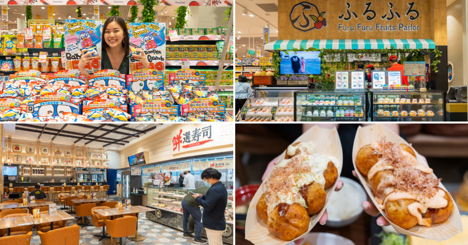 Aviation-themed Don Don Donki Jewel Changi Airport opens with a dining hall selling takoyaki, DIY bentos & shaved iced alongside the first-ever halal corner in Singapore featured image