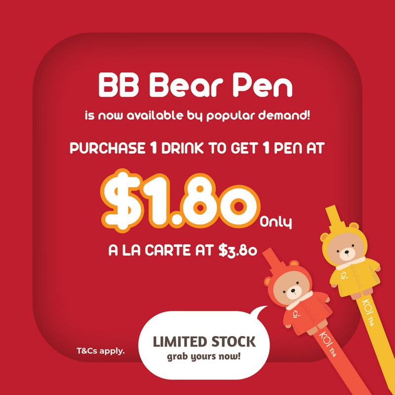 28 Dec 2022 Onward: KOI Thé BB Bear Pen Promo featured image